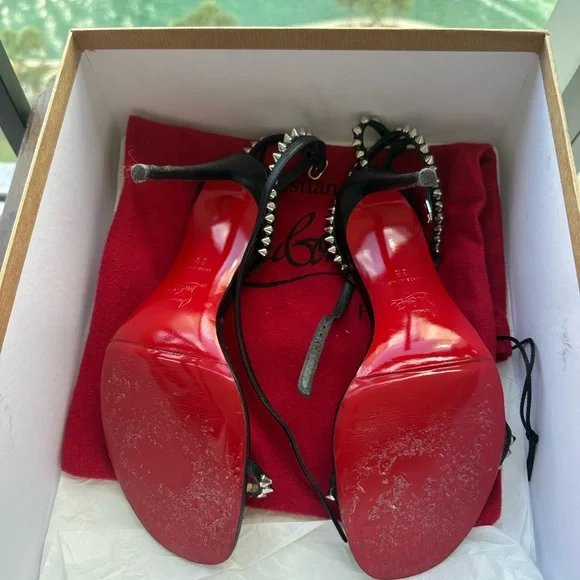 Christian Louboutin Black and Silver Studded Heels - Picture 3 of 3
